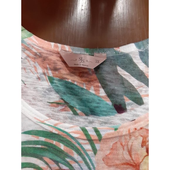 SJS Women's Short Sleeve Shirt Size 2x Floral Print - Picture 6 of 9